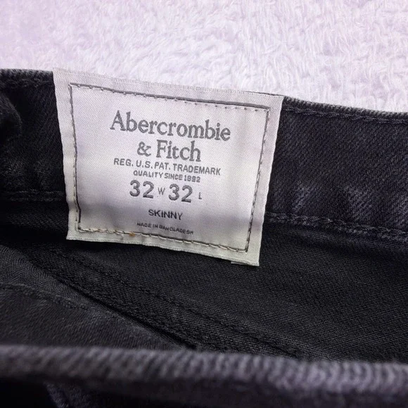 Abercrombie & Fitch Jeans Mens 32x30 Skinny Black Distress Stretch Denim‎ - Picture 3 of 8